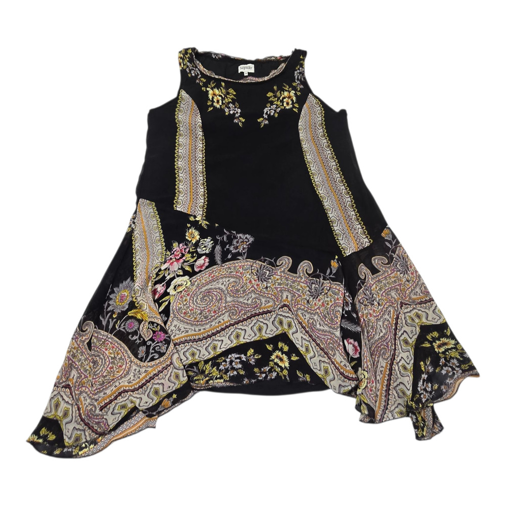 Exclusively for Signals Women's Lounge Dress 2X Black, Lime, orange Floral